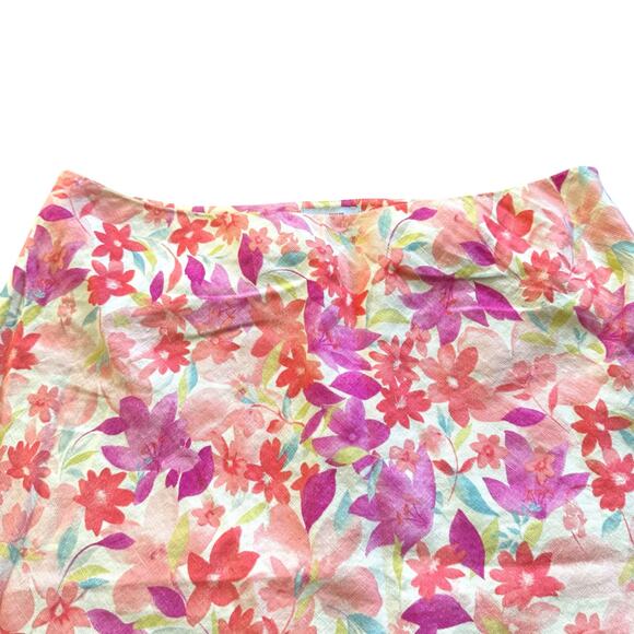 LOFT 100% Linen Brightly Colored Colorful Floral Print Lightweight Cool Size 14P - Picture 2 of 10